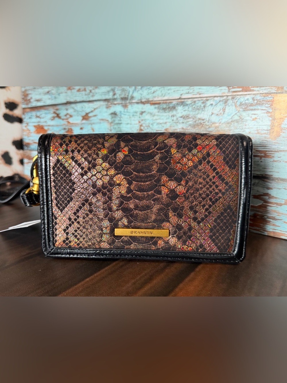 Brahmin Minuette Bronze Captivate Snake Shoulder Bag NWT Snake metallic $245
